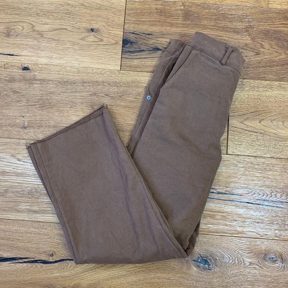 OAK + FORT | Wide Leg Twill Pant 4218 Brown Small - Picture 7 of 7